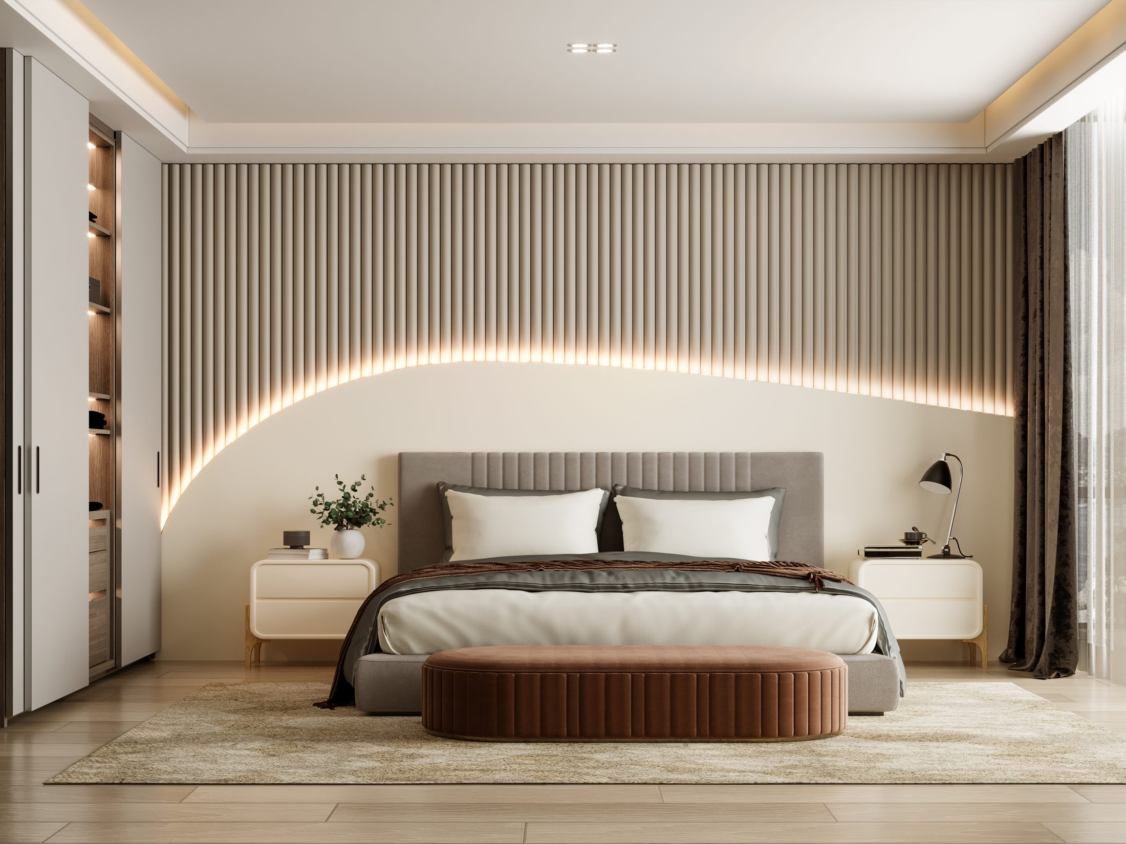 Organic bamboo bedding styled in a neutral modern bedroom — Delite Luxury